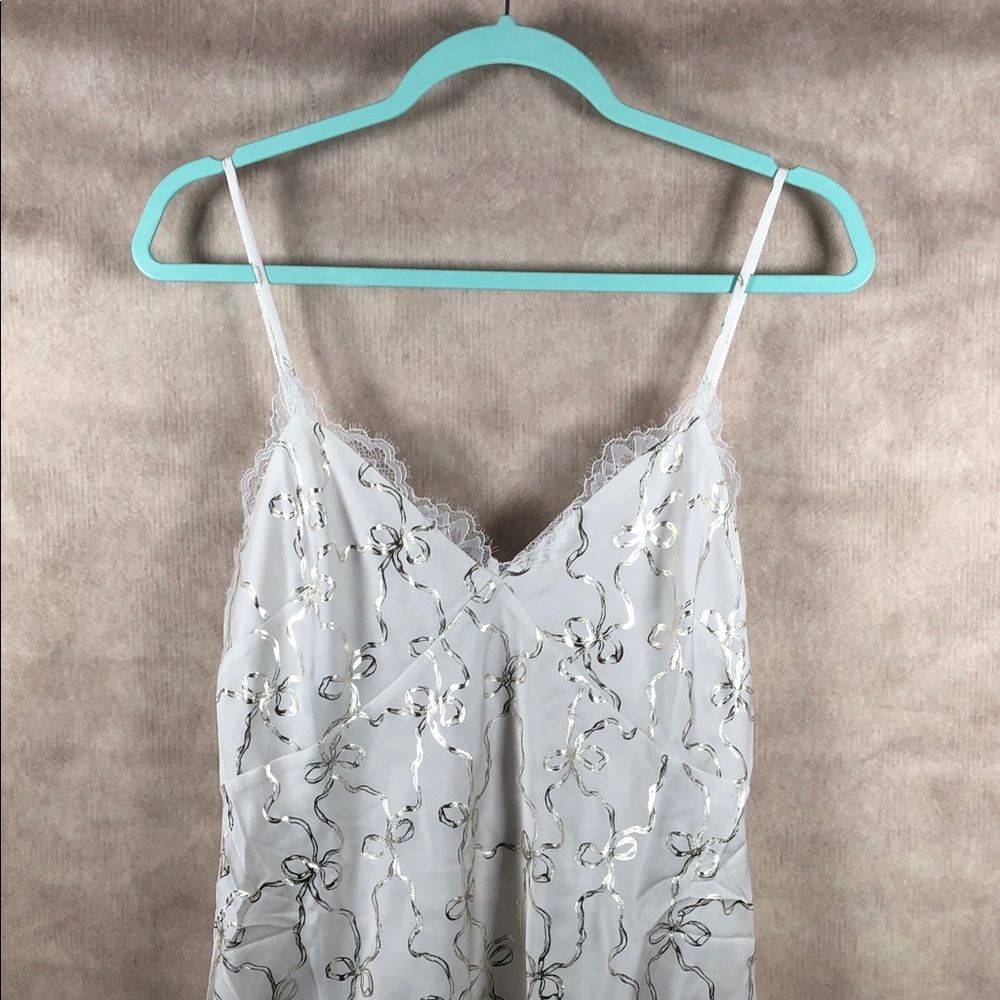 LoveShackFancy x VS PINK Ivory with Gold Bow Balletcore Babydoll Slip Mini Dress - Picture 5 of 8